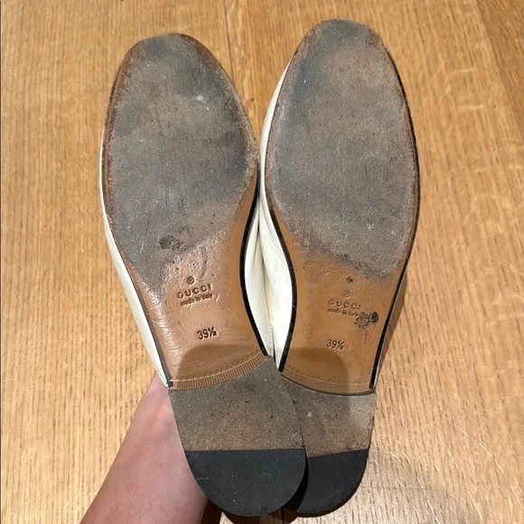 Gucci White and Gold Mules with Horsebit Detail - Picture 4 of 4